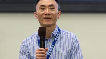 researcher talking