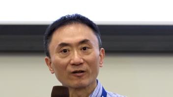 researcher talking