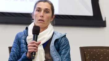 researcher talking