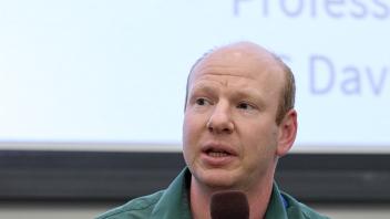 researcher talking