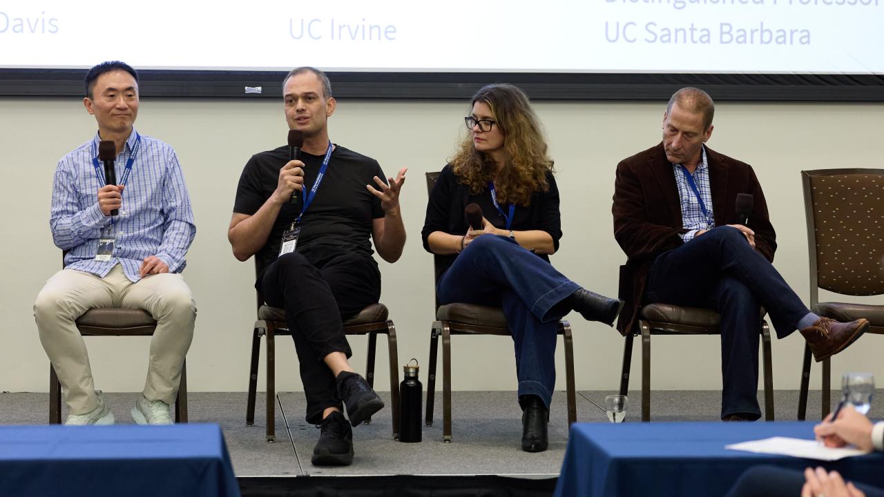 cybersecurity panel discussion on stage