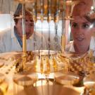 Three researchers look into the inner workings of a quantum computer at UC Berkeley