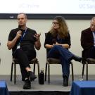 cybersecurity panel discussion on stage